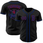 Zwart op maat gemaakt authentiek honkbal Royal-Red-shirt Zwart op maat gemaakt authentiek honkbal Royal-Red-shirt