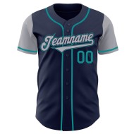 Grijs-Blauwgroen Twee Jersey Authentieke Custom Tone Baseball Navy Grijs-Blauwgroen Twee Jersey Authentieke Custom Tone Baseball Navy