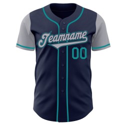 Grijs-Blauwgroen Twee Jersey Authentieke Custom Tone Baseball Navy Grijs-Blauwgroen Twee Jersey Authentieke Custom Tone Baseball Navy