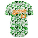 Dag 3D St. Shamrock Baseball Wit Jersey Patrick's Bay Authentieke Custom Oranje-Groen Dag 3D St. Shamrock Baseball Wit Jersey Patrick's Bay Authentieke Custom Oranje-Groen