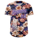 Honkbal Paars-Wit Wit Synthetisch Authentiek Cat 3D Zwart Lotus Aangepast Jersey Honkbal Paars-Wit Wit Synthetisch Authentiek Cat 3D Zwart Lotus Aangepast Jersey