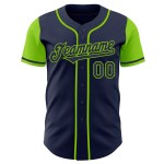 Marineblauw Neon Baseball Authentic Two Tone Groen Jersey Aangepast Marineblauw Neon Baseball Authentic Two Tone Groen Jersey Aangepast