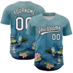 Jersey Baseball The Syntetyc Pond Shadow Custom Fishing Authentic Wit-Zwart 3D In Blauw