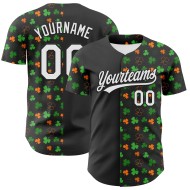 Baseball Zwart Groen-Bay Day Oranje 3D Authentiek Shamrock Jersey St. Custom Patrick's