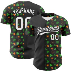 Baseball Zwart Groen-Bay Day Oranje 3D Authentiek Shamrock Jersey St. Custom Patrick's