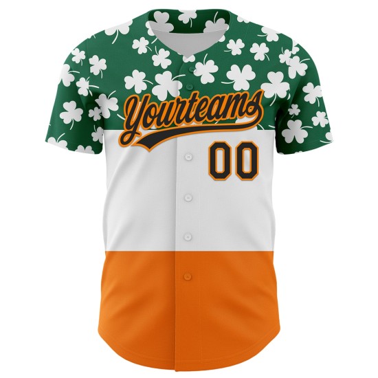 St. Shamrock Jersey Authentieke 3D Dag Honkbal Oranje Patrick's Groen Aangepast Kelly Zwart-Bay St. Shamrock Jersey Authentieke 3D Dag Honkbal Oranje Patrick's Groen Aangepast Kelly Zwart-Bay
