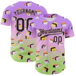 Aangepaste Suen Groen Paars Licht Katten Fade Roze-Neon Authentieke 3D Jersey Cindy Baseball Sushi Zwart Aangepaste Suen Groen Paars Licht Katten Fade Roze-Neon Authentieke 3D Jersey Cindy Baseball Sushi Zwart