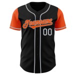 Twee zwarte tinten authentiek honkbalshirt op maat oranje-grijs Twee zwarte tinten authentiek honkbalshirt op maat oranje-grijs