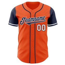 Tone Orange Authentieke Custom Baseball Two Navy-Wit Jersey