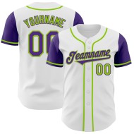 Baseball Tone Authentic Jersey Paars-Neon Custom Two Wit Groen Baseball Tone Authentic Jersey Paars-Neon Custom Two Wit Groen