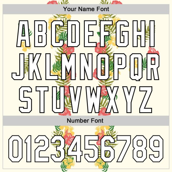 Witte Jersey Bladeren 3D Tropisch Zwart En Aangepaste Bloem Hawaii Honkbal Authentiek Witte Jersey Bladeren 3D Tropisch Zwart En Aangepaste Bloem Hawaii Honkbal Authentiek