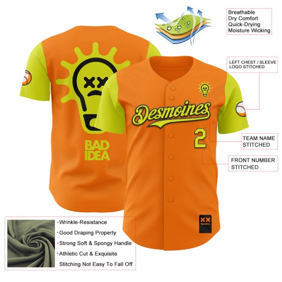 Bay Custom Jersey Authentieke Bad Neon Revzzz Oranje Idee Baseball 3D Geel-Zwart Bay Custom Jersey Authentieke Bad Neon Revzzz Oranje Idee Baseball 3D Geel-Zwart