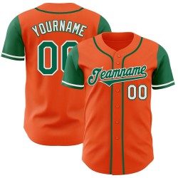 Kelly Tone Baseball Oranje Groen-Wit Jersey Authentieke Twee Aangepaste