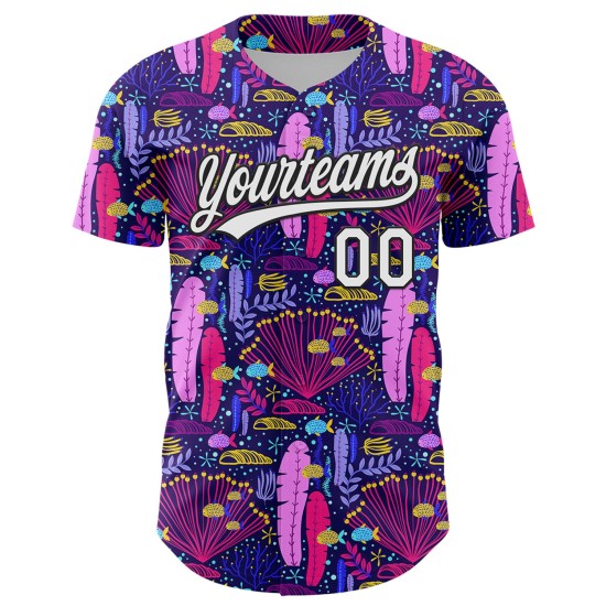 Plant Jersey Hawaii Tropisch Paars Custom 3D Baseball Authentiek Wit-Zwart Plant Jersey Hawaii Tropisch Paars Custom 3D Baseball Authentiek Wit-Zwart