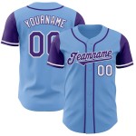 Baseball Blue Two Custom Tone Authentic Lichtpaars-Wit Jersey Baseball Blue Two Custom Tone Authentic Lichtpaars-Wit Jersey