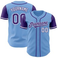 Baseball Blue Two Custom Tone Authentic Lichtpaars-Wit Jersey
