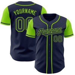 Marineblauw Neon Baseball Authentic Two Tone Groen Jersey Aangepast Marineblauw Neon Baseball Authentic Two Tone Groen Jersey Aangepast