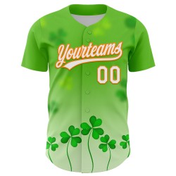 Jersey Day Baseball Shamrock Custom Orange Patrick's St. 3D Authentiek Groen Wit-Bay