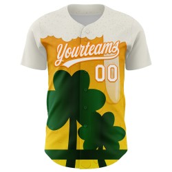 Oranje-Groen Bier 3D Shamrock Wit Baseball Jersey Bay Patrick's Authentic Day Custom St.