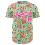 Honkbal Groen Roze-Wit Authentiek Jersey Aangepaste Lente Emi Bee 3D Konijntjes Honkbal Groen Roze-Wit Authentiek Jersey Aangepaste Lente Emi Bee 3D Konijntjes