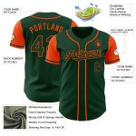 Honkbal Groen Oranje Authentieke Tweekleurige Jersey Aangepast Honkbal Groen Oranje Authentieke Tweekleurige Jersey Aangepast
