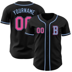 Zwart Jersey Roze-Licht Honkbal Authentic Custom Blue Zwart Jersey Roze-Licht Honkbal Authentic Custom Blue