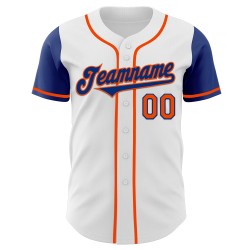 Custom Royal-Orange Tone Jersey Authentic Two Baseball White Custom Royal-Orange Tone Jersey Authentic Two Baseball White