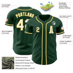Authentieke Baseball Jersey Custom Groen Wit-Geel Authentieke Baseball Jersey Custom Groen Wit-Geel