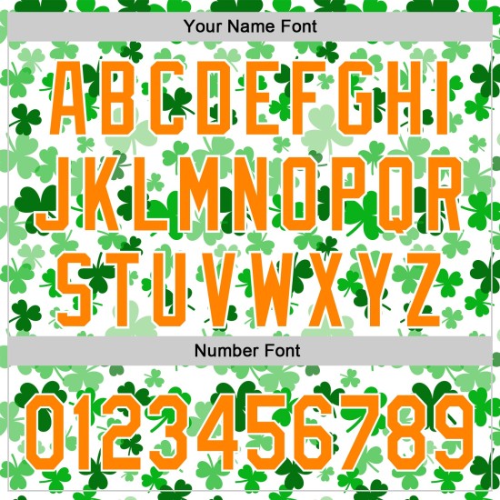 Dag 3D St. Shamrock Baseball Wit Jersey Patrick's Bay Authentieke Custom Oranje-Groen Dag 3D St. Shamrock Baseball Wit Jersey Patrick's Bay Authentieke Custom Oranje-Groen