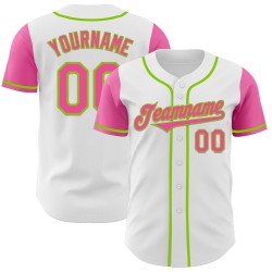 Jersey Authentic Custom Groen Wit Roze-Neon Twee Honkbaltoon Jersey Authentic Custom Groen Wit Roze-Neon Twee Honkbaltoon