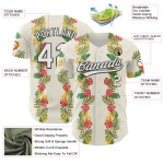 Witte Jersey Bladeren 3D Tropisch Zwart En Aangepaste Bloem Hawaii Honkbal Authentiek Witte Jersey Bladeren 3D Tropisch Zwart En Aangepaste Bloem Hawaii Honkbal Authentiek