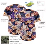 Honkbal Paars-Wit Wit Synthetisch Authentiek Cat 3D Zwart Lotus Aangepast Jersey Honkbal Paars-Wit Wit Synthetisch Authentiek Cat 3D Zwart Lotus Aangepast Jersey