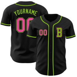 Jersey Custom Groen Roze-Neon Zwart Honkbal Authentiek Jersey Custom Groen Roze-Neon Zwart Honkbal Authentiek