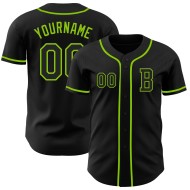 Jersey Baseball Groen Authentiek Zwart Neon Aangepast Jersey Baseball Groen Authentiek Zwart Neon Aangepast