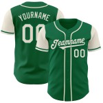 Authentiek groen Kelly Tone Custom Two Baseball Cream-shirt Authentiek groen Kelly Tone Custom Two Baseball Cream-shirt