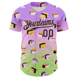Aangepaste Suen Groen Paars Licht Katten Fade Roze-Neon Authentieke 3D Jersey Cindy Baseball Sushi Zwart Aangepaste Suen Groen Paars Licht Katten Fade Roze-Neon Authentieke 3D Jersey Cindy Baseball Sushi Zwart
