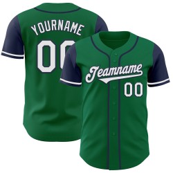 Wit-marineblauw Jersey Tone Authentic Custom Kelly Baseball Green Two