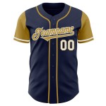 Marineblauwe Jersey Tone Authentic Two Baseball Custom Oud Goud-Wit Marineblauwe Jersey Tone Authentic Two Baseball Custom Oud Goud-Wit