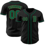 Baseball Custom Kelly Black Jersey Authentiek Goud Groen-Oud Baseball Custom Kelly Black Jersey Authentiek Goud Groen-Oud