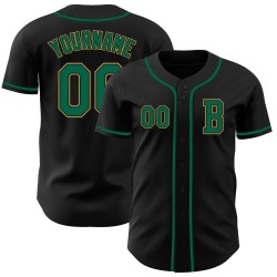 Baseball Custom Kelly Black Jersey Authentiek Goud Groen-Oud Baseball Custom Kelly Black Jersey Authentiek Goud Groen-Oud
