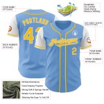 Baseball Blue Tone Authentiek Lichtgeel-Wit Jersey Twee Aangepaste Baseball Blue Tone Authentiek Lichtgeel-Wit Jersey Twee Aangepaste