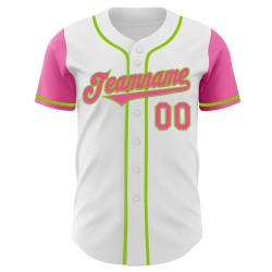 Jersey Authentic Custom Groen Wit Roze-Neon Twee Honkbaltoon Jersey Authentic Custom Groen Wit Roze-Neon Twee Honkbaltoon