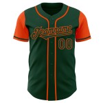 Honkbal Groen Oranje Authentieke Tweekleurige Jersey Aangepast Honkbal Groen Oranje Authentieke Tweekleurige Jersey Aangepast