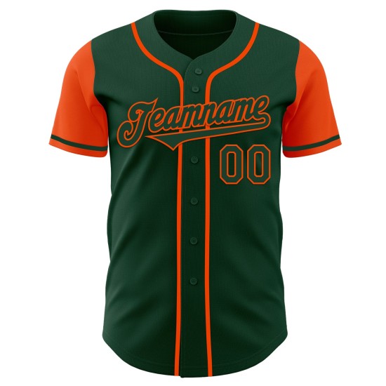 Honkbal Groen Oranje Authentieke Tweekleurige Jersey Aangepast Honkbal Groen Oranje Authentieke Tweekleurige Jersey Aangepast
