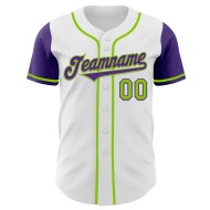Baseball Tone Authentic Jersey Paars-Neon Custom Two Wit Groen Baseball Tone Authentic Jersey Paars-Neon Custom Two Wit Groen
