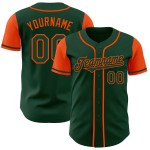 Honkbal Groen Oranje Authentieke Tweekleurige Jersey Aangepast Honkbal Groen Oranje Authentieke Tweekleurige Jersey Aangepast
