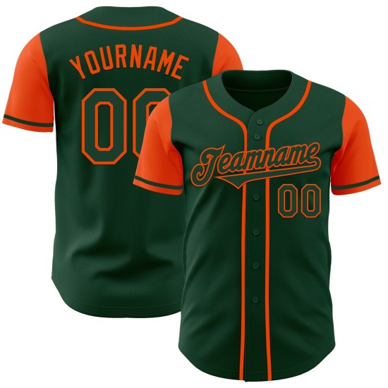 Honkbal Groen Oranje Authentieke Tweekleurige Jersey Aangepast Honkbal Groen Oranje Authentieke Tweekleurige Jersey Aangepast