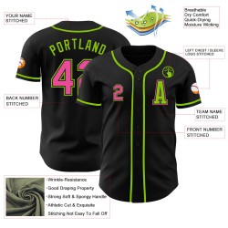 Jersey Custom Groen Roze-Neon Zwart Honkbal Authentiek Jersey Custom Groen Roze-Neon Zwart Honkbal Authentiek
