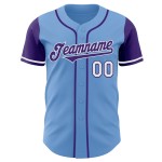 Baseball Blue Two Custom Tone Authentic Lichtpaars-Wit Jersey Baseball Blue Two Custom Tone Authentic Lichtpaars-Wit Jersey