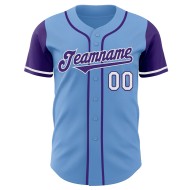 Baseball Blue Two Custom Tone Authentic Lichtpaars-Wit Jersey